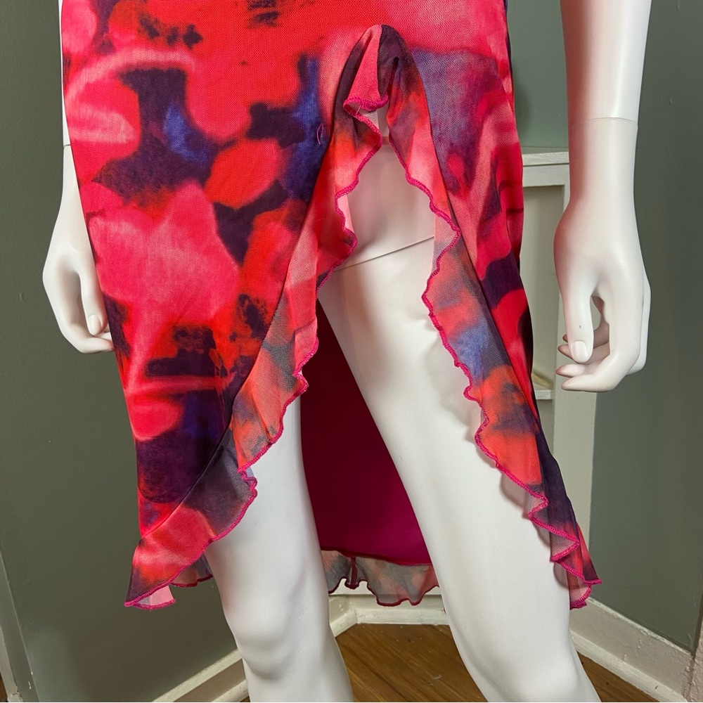 NWT New Fashion Nova She’s Electric Ruffle Pink Purple Asymmetrical Mini Dress M - Picture 5 of 13